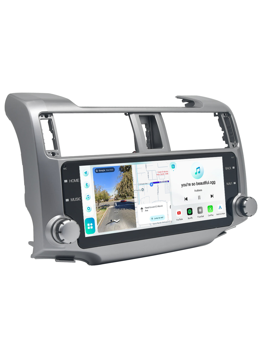 Roadanvi Android 14 2K 10.25" Head Unit for Toyota 4Runner 2010-2023 Wireless Carplay Android Auto 4G LTE WiFi Car Radio 1920×720 QLED Touch Screen Car Stereo DTS GPS Navigation 6G+128G,Silver