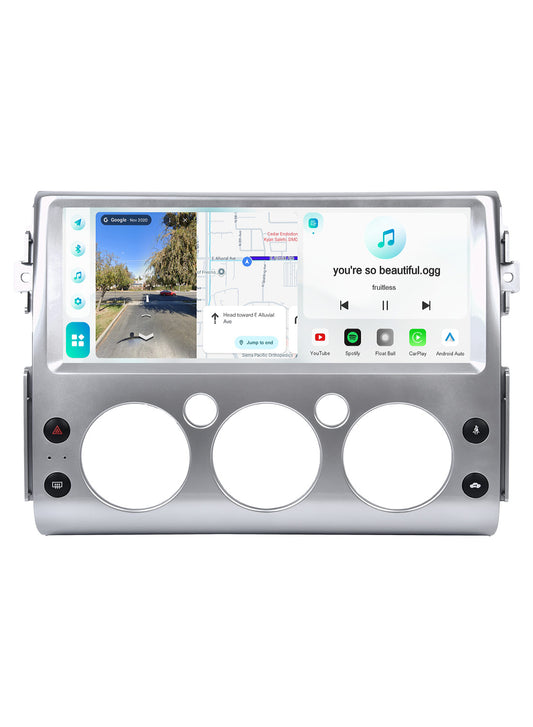 Roadanvi Android 14 6GB+128GB 12.3" Head Unit for Toyota FJ Cruiser 2007-2018,Wireless Apple Carplay Andorid Auto Car Radio Bluetooth 2K QLED 1920x720P Touchscreen Car Stereo GPS Navigation,Silver