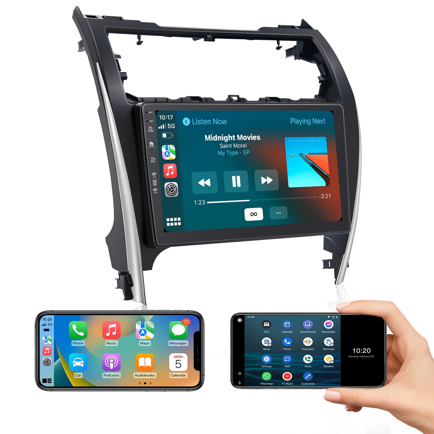 Roadanvi X12 4G+64G/8G+128G Car Stereo for Toyota Camry 2012 2013 2014 Wireless Carplay Android Auto AM/FM Radio Bluetooth 10.2" IPS 1280x720 Touch Screen 8 core Head Unit SWC/DSP GPS Navigation WiFi 4G LTE