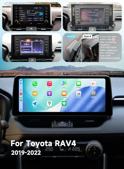 Roadanvi X14 12.3" 6G+128G Car Stereo for Toyota RAV4 2019-2022 Wireless Apple Carplay Android Auto Car Radio Bluetooth5.2 Android 14 Head Unit QLED Touch Screen 1920x720 GPS Navigation with knobs