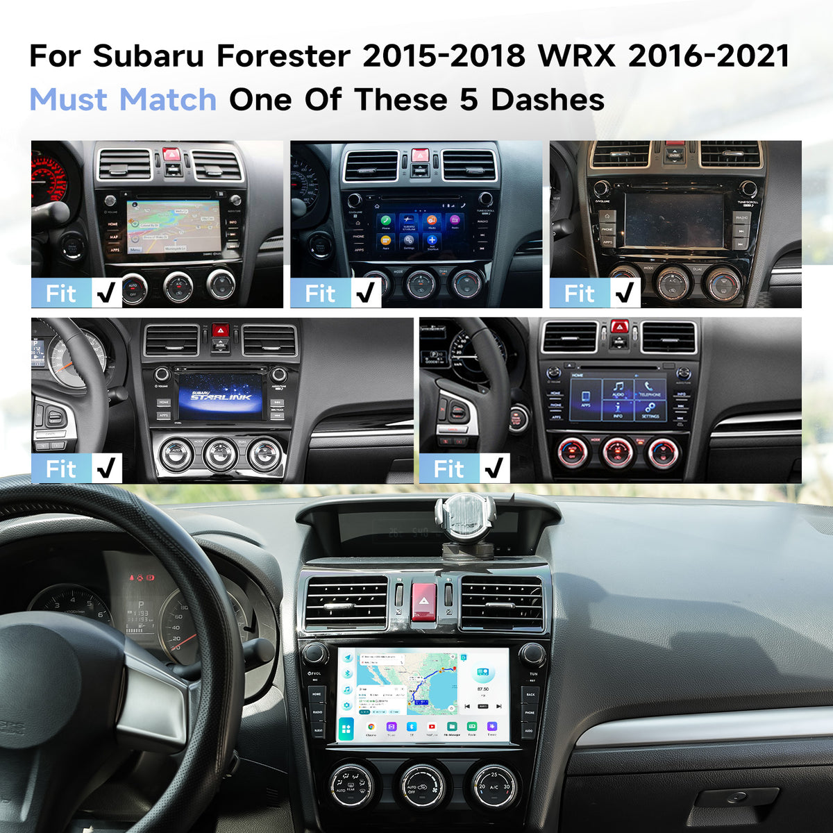 Roadanvi X14 6GB+128GB Car Stereo for Subaru Forester 2015-2018 WRX 2016-2021,Wireless CarPlay Android Auto,Android 14 Head Unit GPS Navigation, 8" QLED Screen Radio, Knobs/Buttons