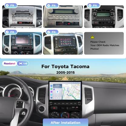 Roadanvi 10.2" Android 14 Car Stereo for 2nd Gen Toyota Tacoma 2005-2015, Wireless Apple CarPlay & Android Auto,6GB RAM 128GB ROM, 5G WiFi 4G LTE, QLED Touchscreen, GPS Navigation, Bluetooth 5.2