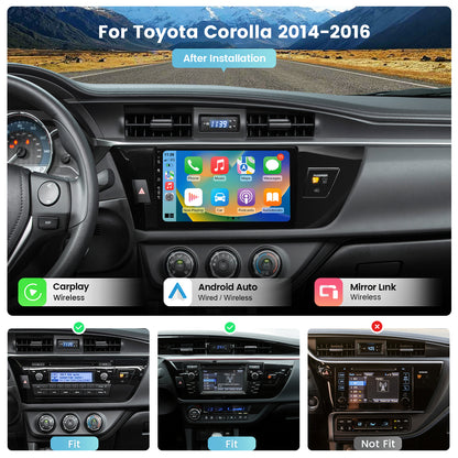 Roadanvi X12 10.2" Android 12 Car Stereo for Toyota Corolla 2014 2015 2016 Carplay Android Auto Car Radio WiFi+4G LTE 1280x720 QLED Touch Screen Head Unit Bluetooth 4GB+64GB GPS Navigation