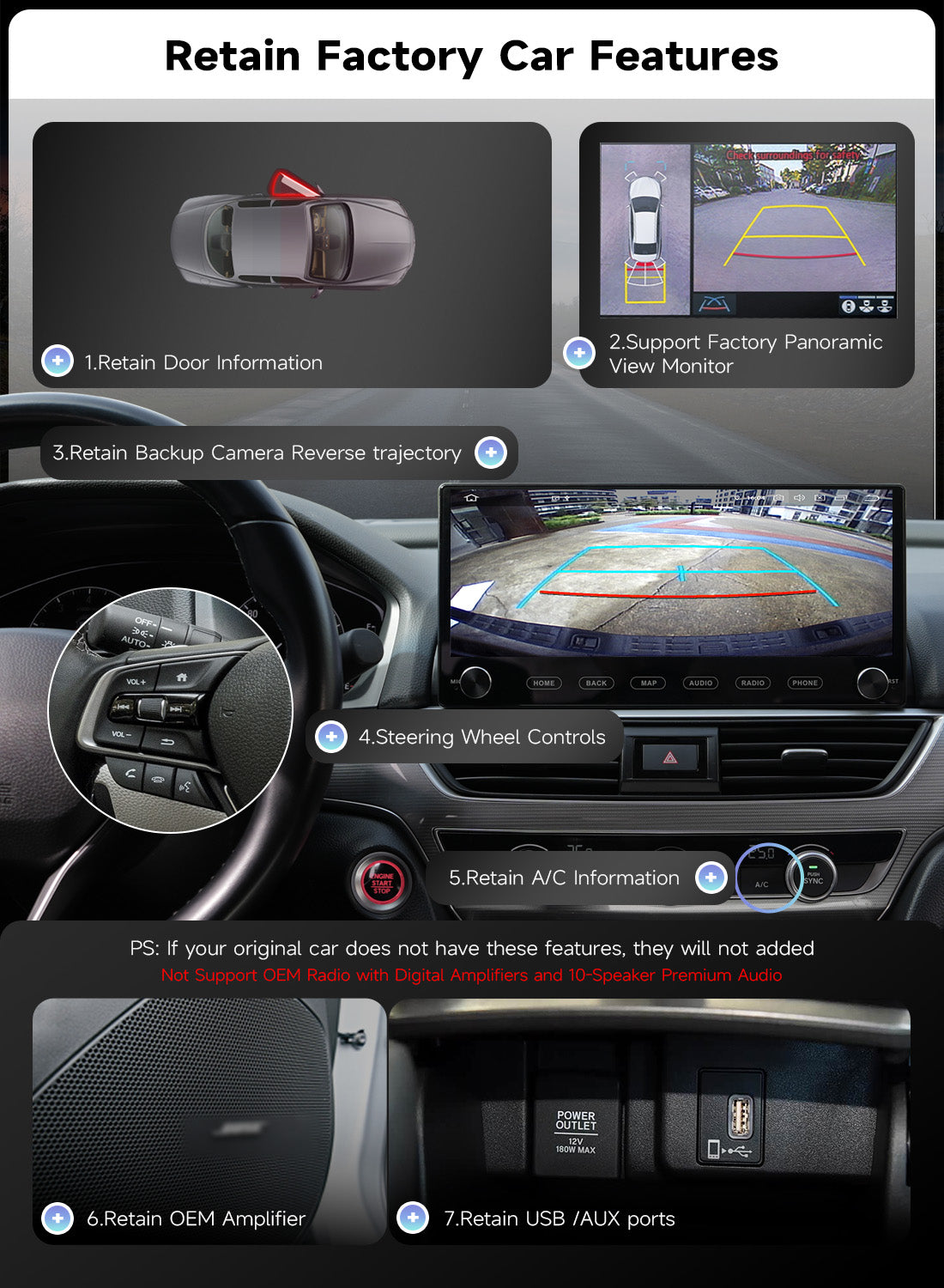 Roadanvi Android 14 12.3" Car Stereo for Honda Accord 10th 2018-2021 Wireless Carplay Andorid Auto 6G+128G WiFi 4G LTE 2K QLED Touch Screen Car Radio GPS Navigation Bluetooth 5.2 Head Unit wirh knobs
