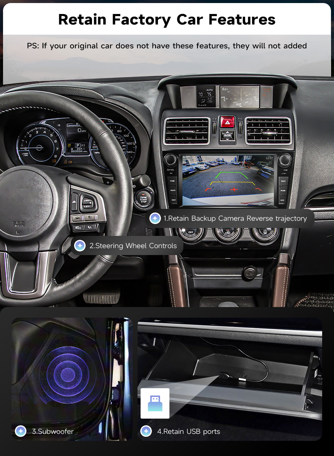 Roadanvi X14 6GB+128GB Car Stereo for Subaru Forester 2015-2018 WRX 2016-2021,Wireless CarPlay Android Auto,Android 14 Head Unit GPS Navigation, 8" QLED Screen Radio, Knobs/Buttons