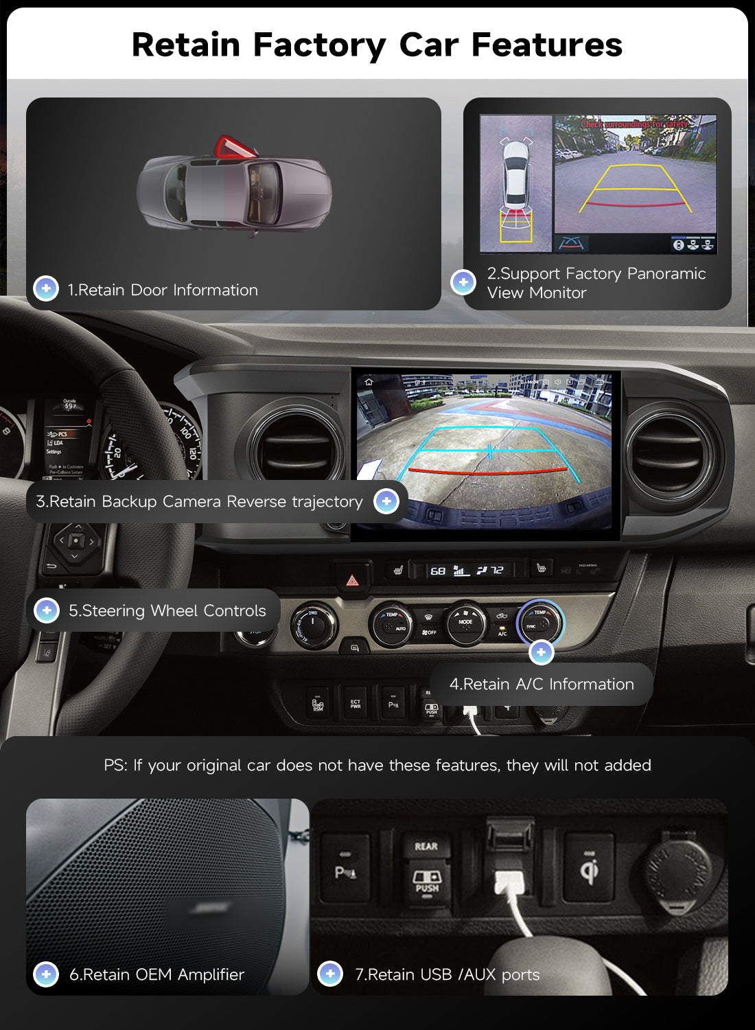 Roadanvi Android 14 11.6" Head Unit for Toyota Tacoma 2016-2023, Wireless CarPlay & Android Auto,6GB+128GB Gyro GPS Navigation, Car Radio,Plug and Play Stereo,knobs,X14 Series