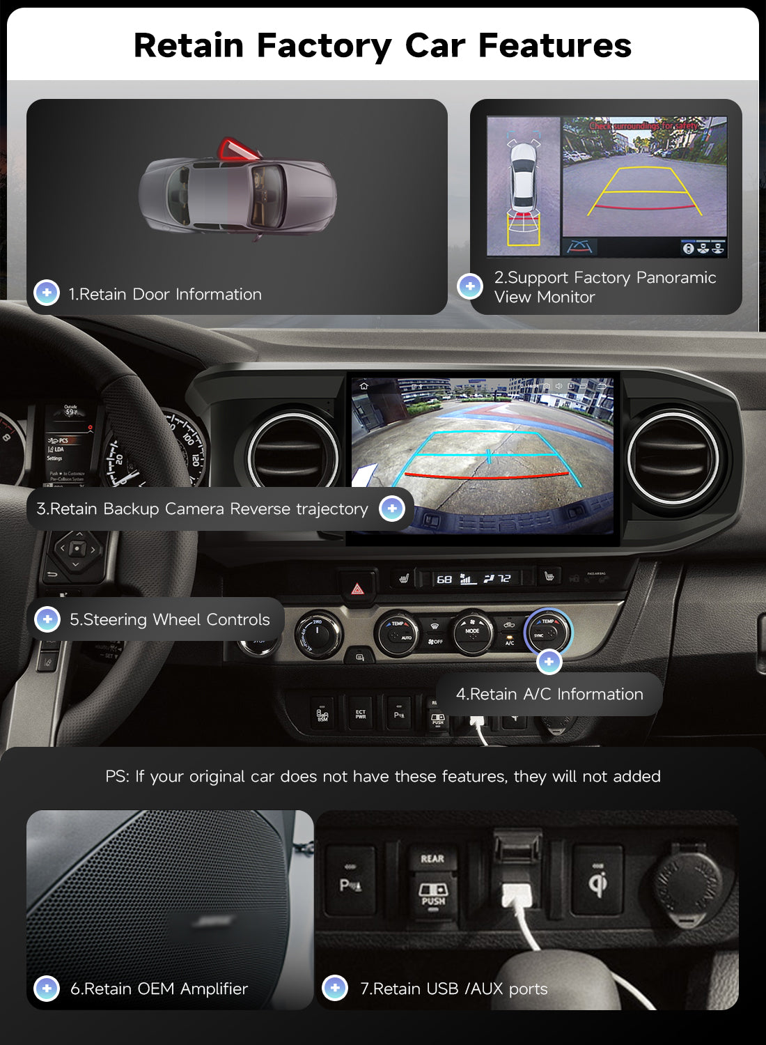 Roadanvi Android 14 11.6" Head Unit for Toyota Tacoma 2016-2023, Wireless CarPlay & Android Auto,6GB+128GB Gyro GPS Navigation, Car Radio,Plug and Play Stereo,knobs,X14 Series