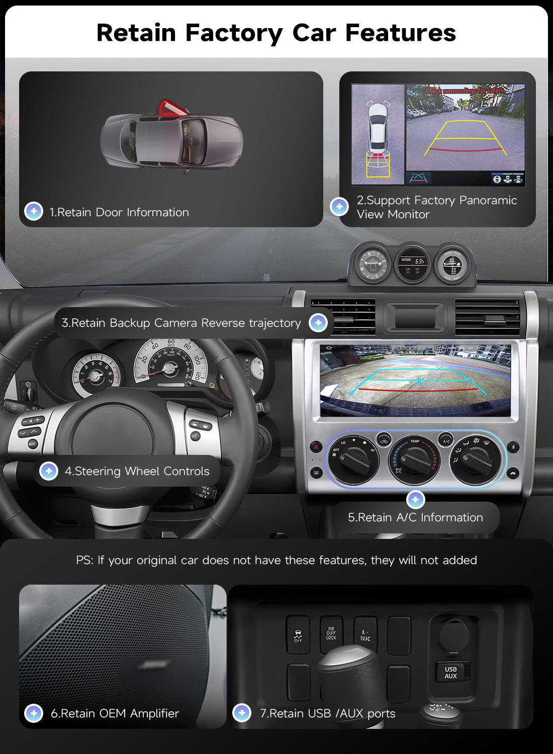 Roadanvi Android 14 6GB+128GB 12.3" Head Unit for Toyota FJ Cruiser 2007-2018,Wireless Apple Carplay Andorid Auto Car Radio Bluetooth 2K QLED 1920x720P Touchscreen Car Stereo GPS Navigation,Silver