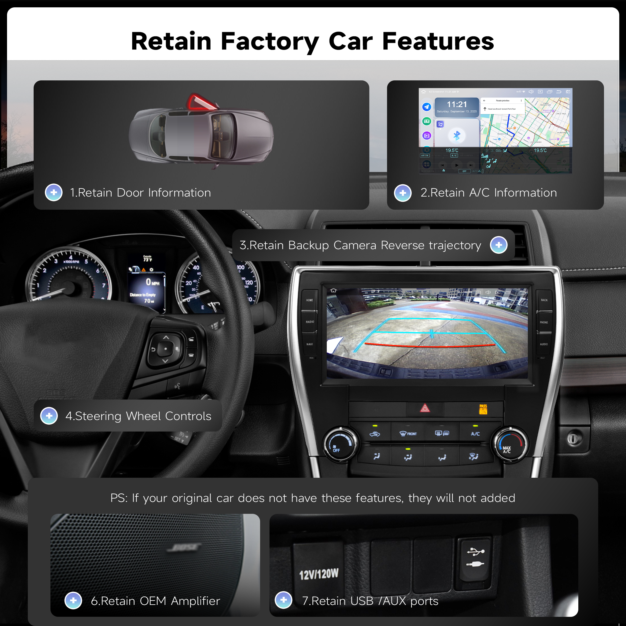 Roadanvi Android 14 6G+128G Car Radio for Toyota Camry 2015 2016 2017 Wireless Carplay Android Auto Car Stereo GPS Navigation WiFi 4G LTE 10.33" QLED Touch Screen Head Unit Bluetooth 5.2 DTS X14