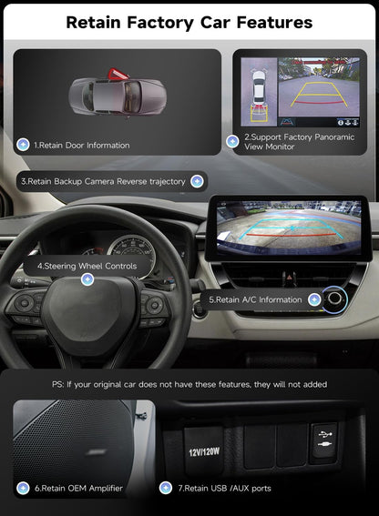 Roadanvi Android 14 6G+128G 12.3" Head Unit for Toyota Corolla 2019-2022 Wireless Carplay Andorid Auto WiFi 4G LTE 1920x720 Car Radio GPS Navigation Bluetooth Car Stereo 2K Touch Screen X14