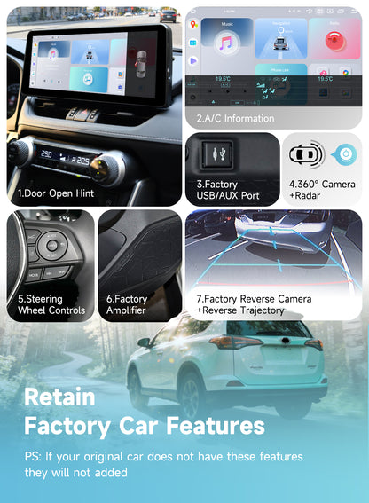 Roadanvi X14 12.3" 6G+128G Car Stereo for Toyota RAV4 2019-2022 Wireless Apple Carplay Android Auto Car Radio Bluetooth5.2 Android 14 Head Unit QLED Touch Screen 1920x720 GPS Navigation with knobs