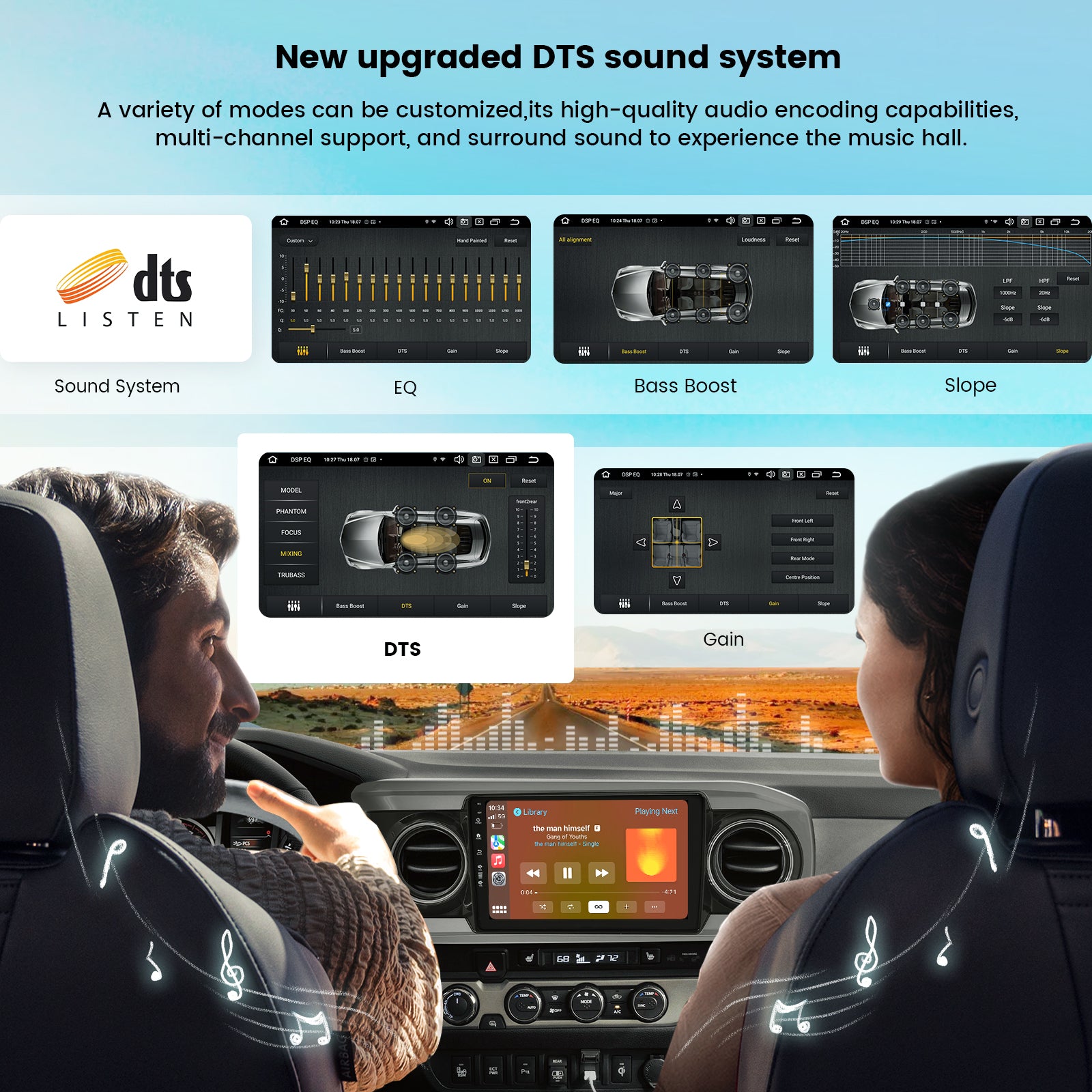 Roadanvi X12 Car Stereo for Toyota Tacoma 2016-2022 with Wireless Apple Carplay & Android Auto, 10.2" Touch Screen Head Unit, GPS Radio, 4G RAM+64G ROM, Bluetooth 5.0, 5G WiFi, 4G LTE