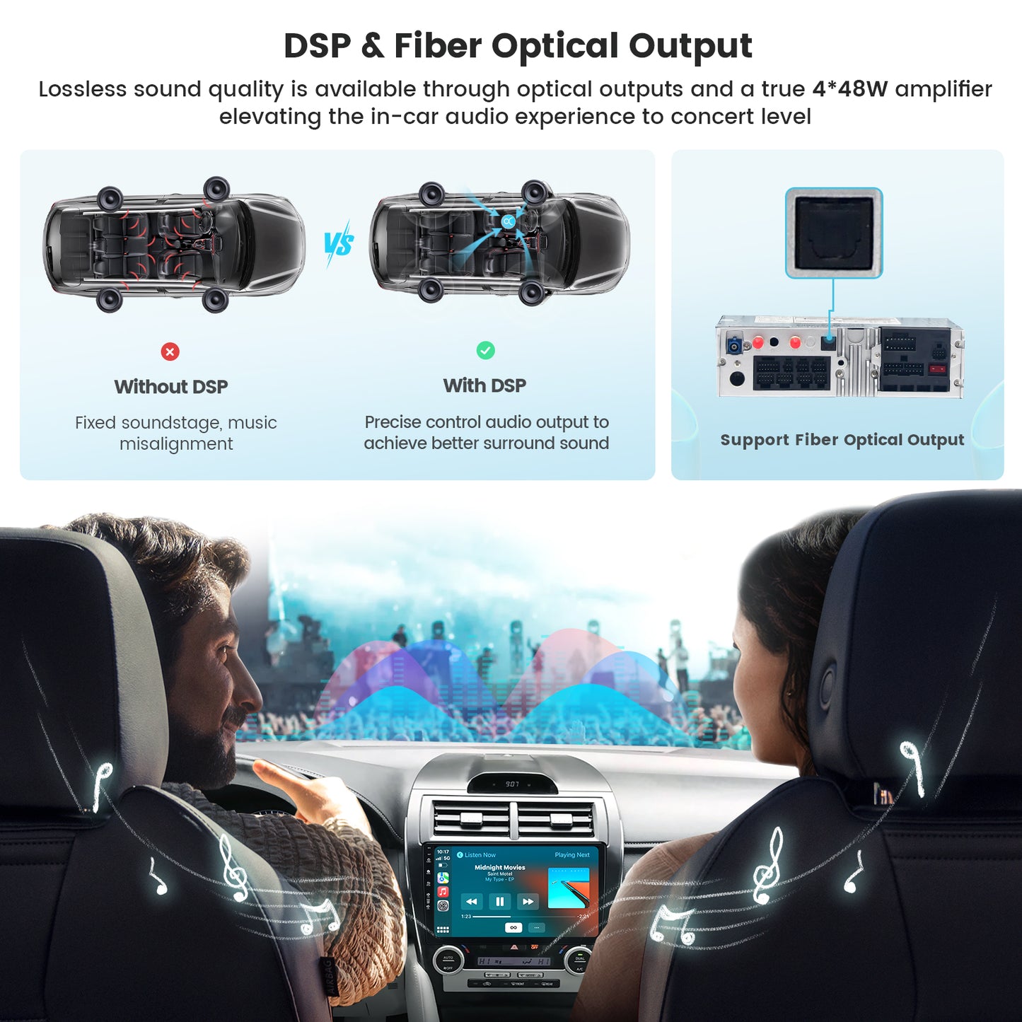 Roadanvi X12 4G+64G/8G+128G Car Stereo for Toyota Camry 2012 2013 2014 Wireless Carplay Android Auto AM/FM Radio Bluetooth 10.2" IPS 1280x720 Touch Screen 8 core Head Unit SWC/DSP GPS Navigation WiFi 4G LTE