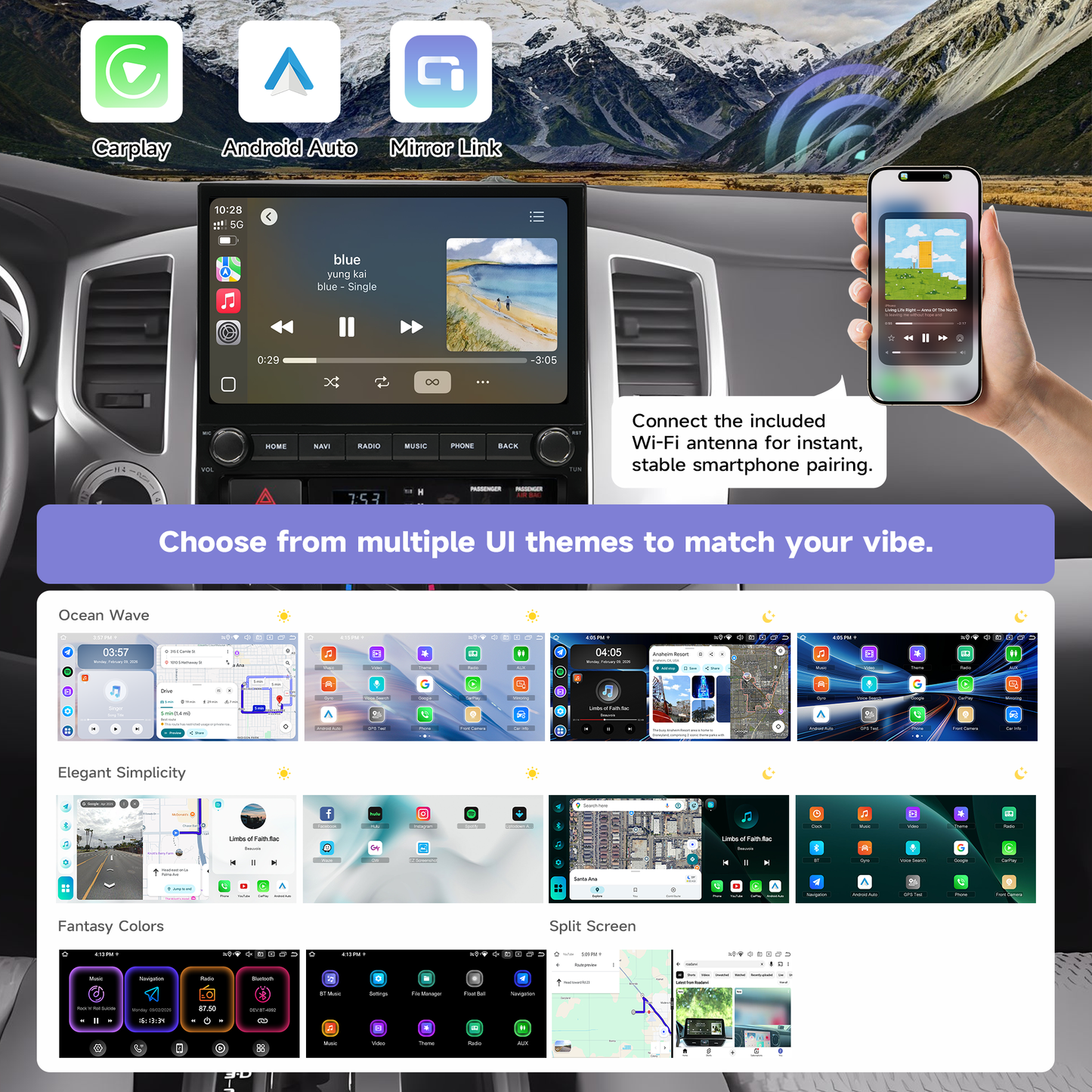 Roadanvi 10.2" Android 14 Car Stereo for 2nd Gen Toyota Tacoma 2005-2015, Wireless Apple CarPlay & Android Auto,6GB RAM 128GB ROM, 5G WiFi 4G LTE, QLED Touchscreen, GPS Navigation, Bluetooth 5.2