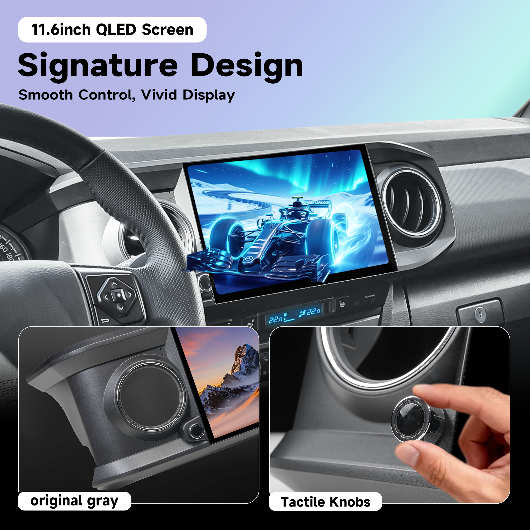 Roadanvi Android 14 11.6" Head Unit for Toyota Tacoma 2016-2023, Wireless CarPlay & Android Auto,6GB+128GB Gyro GPS Navigation, Car Radio,Plug and Play Stereo,knobs,X14 Series