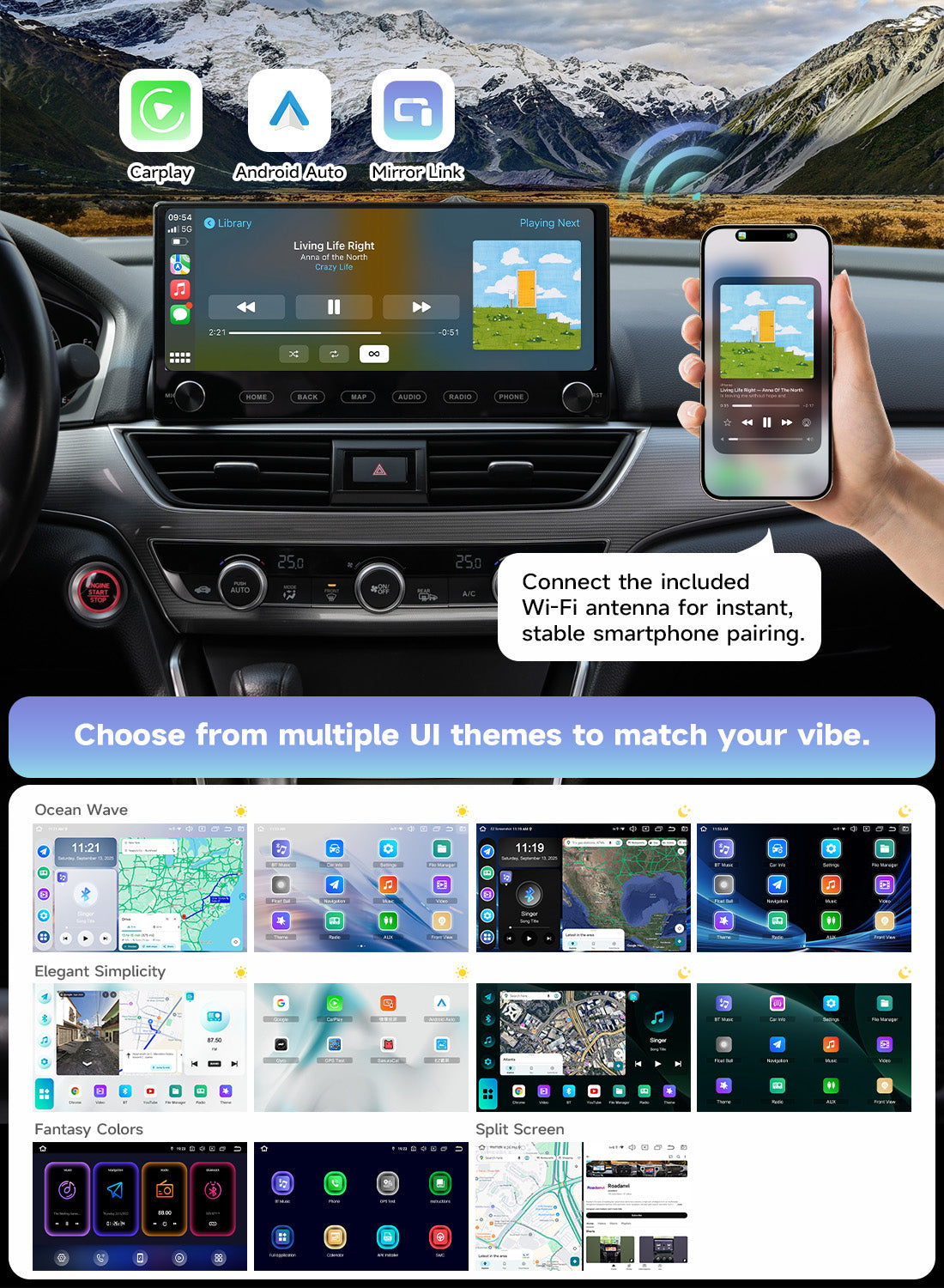 Roadanvi Android 14 12.3" Car Stereo for Honda Accord 10th 2018-2021 Wireless Carplay Andorid Auto 6G+128G WiFi 4G LTE 2K QLED Touch Screen Car Radio GPS Navigation Bluetooth 5.2 Head Unit wirh knobs