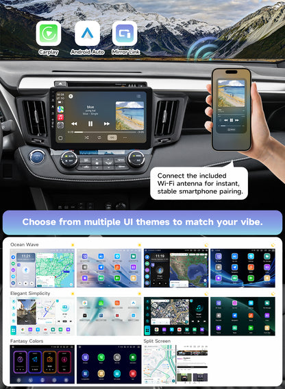 Roadanvi Android 14 10.2" Car Stereo for Toyota RAV4 2013-2018,Wireless Carplay, Android Auto, 6G RAM+128G ROM, Bluetooth 5.2, Head Unit GPS Navigation, QLED Touch Screen, WiFi, and 4G LTE,X14 Series