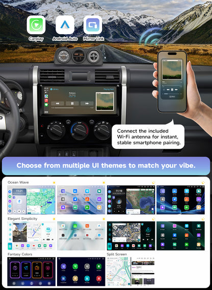 Roadanvi X14 12.3" Radio for Toyota FJ Cruiser 2007-2018,Wireless Apple Carplay Andorid Auto,6GB+128GB Head Unit Bluetooth 5.2 Car Stereo 2K QLED Touchscreen 1920x720 GPS Navigation,Black
