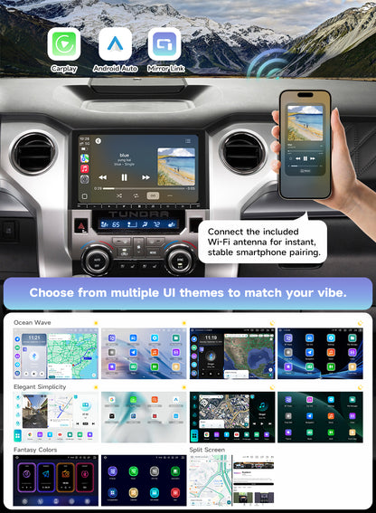 Roadanvi Android 14 Car Stereo for Toyota Tundra 2014-2021, Wireless Apple CarPlay & Android Auto, 6GB RAM 128GB ROM, 5G WiFi/4G LTE, 10.2" QLED Touchscreen Radio, Bluetooth 5.2, X14 GPS Navigation