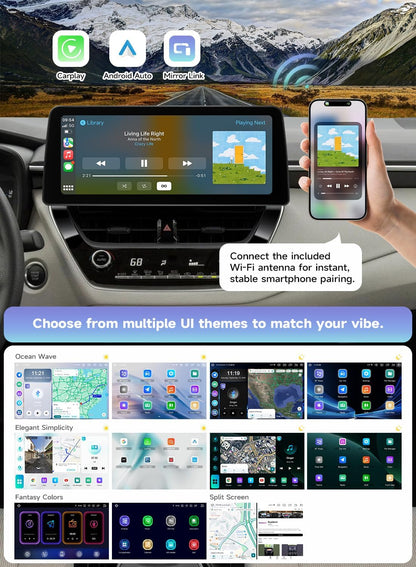 Roadanvi Android 14 6G+128G 12.3" Head Unit for Toyota Corolla 2019-2022 Wireless Carplay Andorid Auto WiFi 4G LTE 1920x720 Car Radio GPS Navigation Bluetooth Car Stereo 2K Touch Screen X14