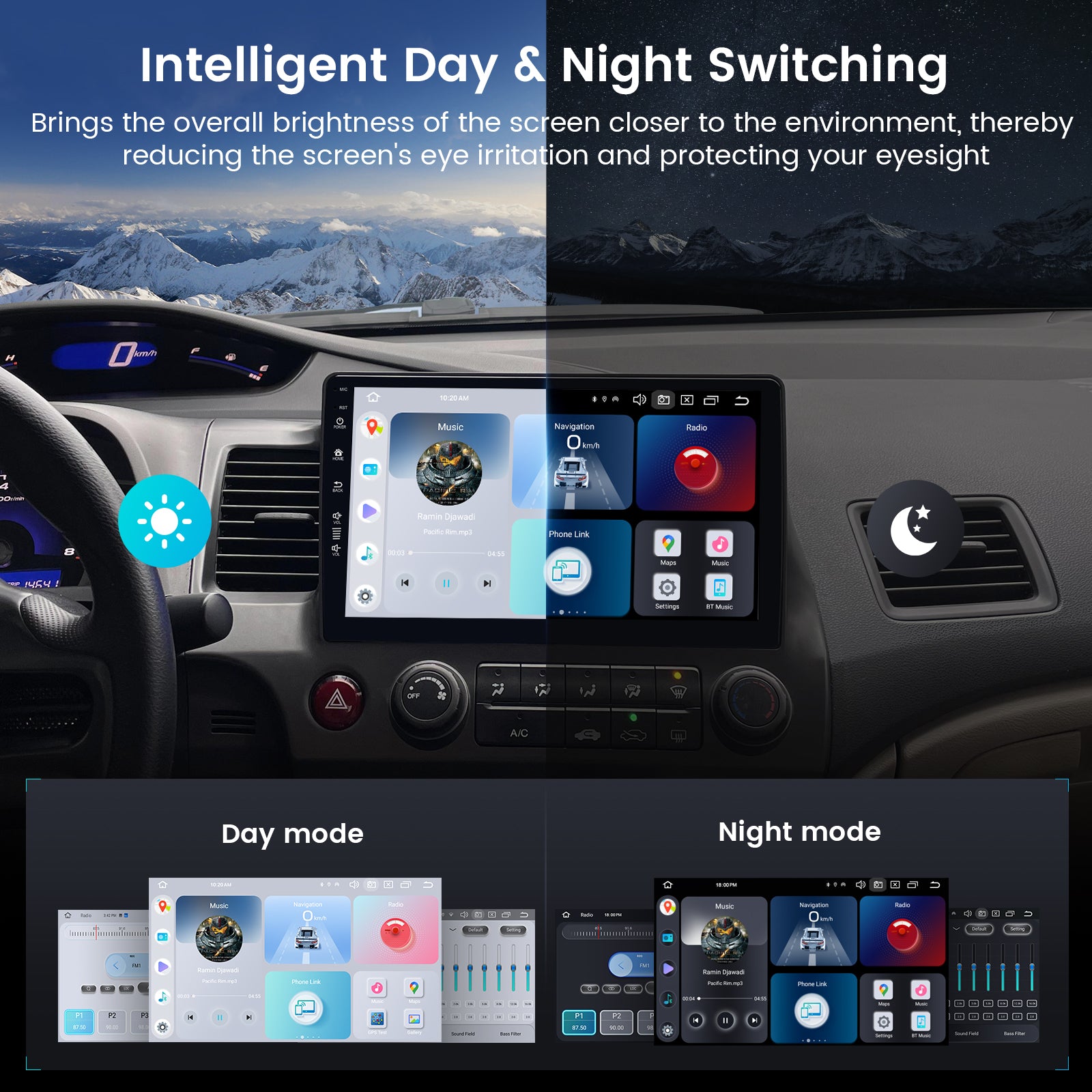 Roadanvi X12 Car Radio for Honda Civic 2007-2011 Android 12 Navigation 10.2" Touch Screen WiFi Wireless CarPlay GPS 8G+128G