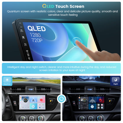Roadanvi X12 10.2" Android 12 Car Stereo for Toyota Corolla 2014 2015 2016 Carplay Android Auto Car Radio WiFi+4G LTE 1280x720 QLED Touch Screen Head Unit Bluetooth 4GB+64GB GPS Navigation