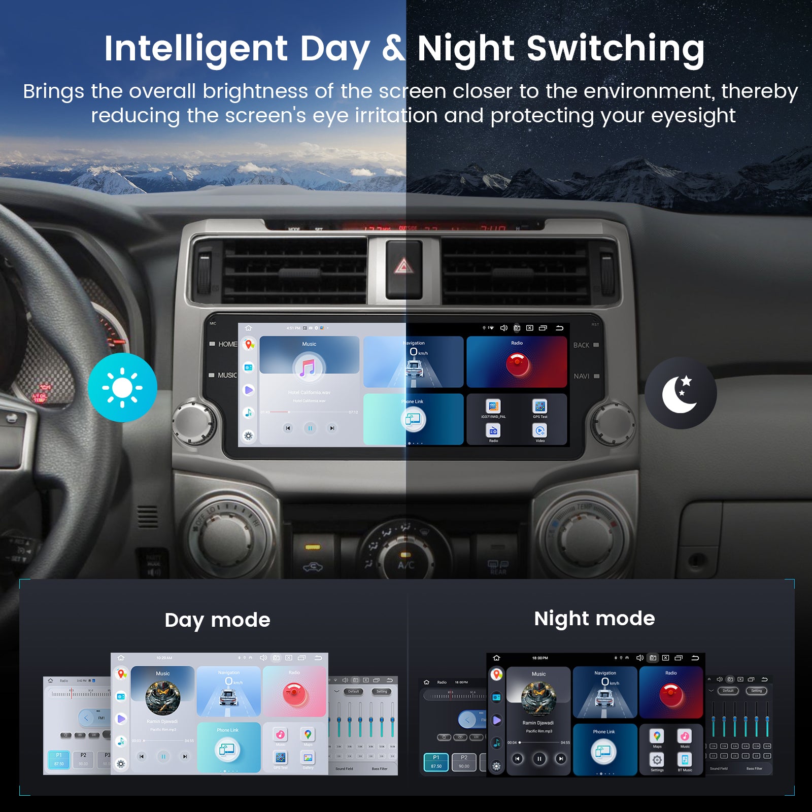 Roadanvi X12 2K 10.25" 4G+64G Car Stereo for Toyota 4Runner 2010-2019 Wireless Carplay Android Auto 4G LTE Car Radio Head Unit 1920×720 QLED Touch Screen DSP GPS Navigation Android 12 Sliver