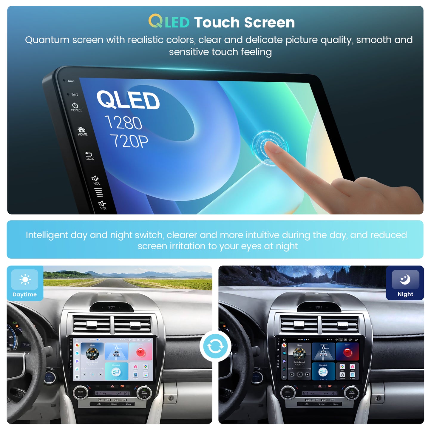 Roadanvi X12 4G+64G/8G+128G Car Stereo for Toyota Camry 2012 2013 2014 Wireless Carplay Android Auto AM/FM Radio Bluetooth 10.2" IPS 1280x720 Touch Screen 8 core Head Unit SWC/DSP GPS Navigation WiFi 4G LTE