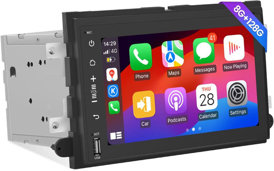 Roadanvi HD 7 Inch 8GB+128GB Double Din Android Car Stereo Auto for F150 F250 F350 Fusion Edge Explorer Expedition Taurus Wireless Carplay Android Car Radio Bluetooth GPS Navigation WiFi DSP Head Unit