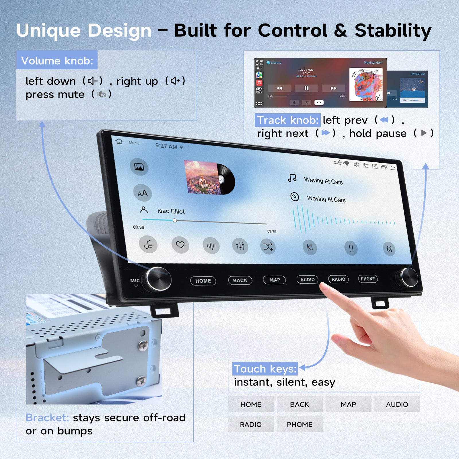 Roadanvi Android 14 12.3" Car Stereo for Honda Accord 10th 2018-2021 Wireless Carplay Andorid Auto 6G+128G WiFi 4G LTE 2K QLED Touch Screen Car Radio GPS Navigation Bluetooth 5.2 Head Unit wirh knobs