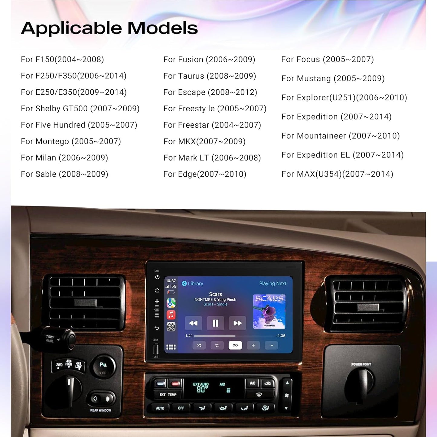 Roadanvi HD 7 Inch 8GB+128GB Double Din Android Car Stereo Auto for F150 F250 F350 Fusion Edge Explorer Expedition Taurus Wireless Carplay Android Car Radio Bluetooth GPS Navigation WiFi DSP Head Unit