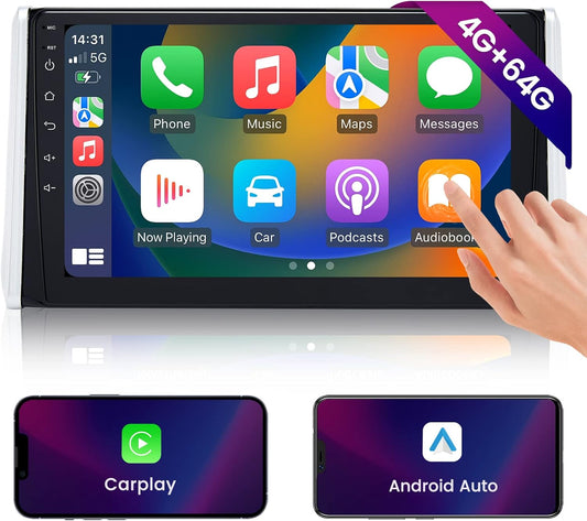 Roadanvi 10.2" Android Car Stereo for Toyota RAV4 2019 2020 2021 2022: Carplay, Android Auto, Bluetooth, GPS Navigation, 4GB+64GB Head Unit with WiFi+4G LTE, 1280x720 IPS Touch Screen