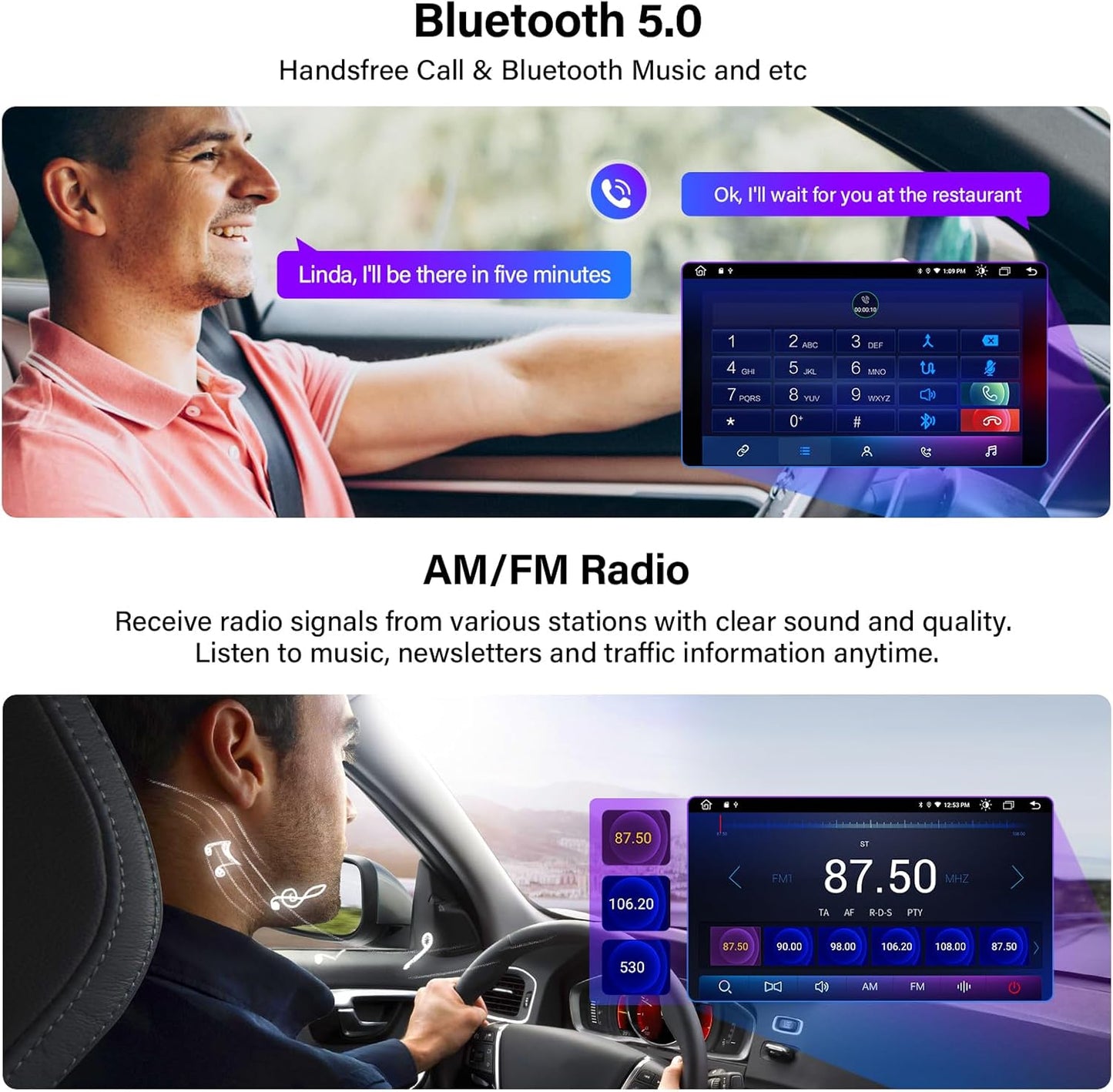 Roadanvi 10.2" Android Car Radio for Honda Civic 8th 2007-2011 with Wireless Carplay, Android Auto, Bluetooth, GPS Navigation, 1280x720 IPS Touch Screen, 8 core,Head Unit,Built-in DSP, 4GB+64GB