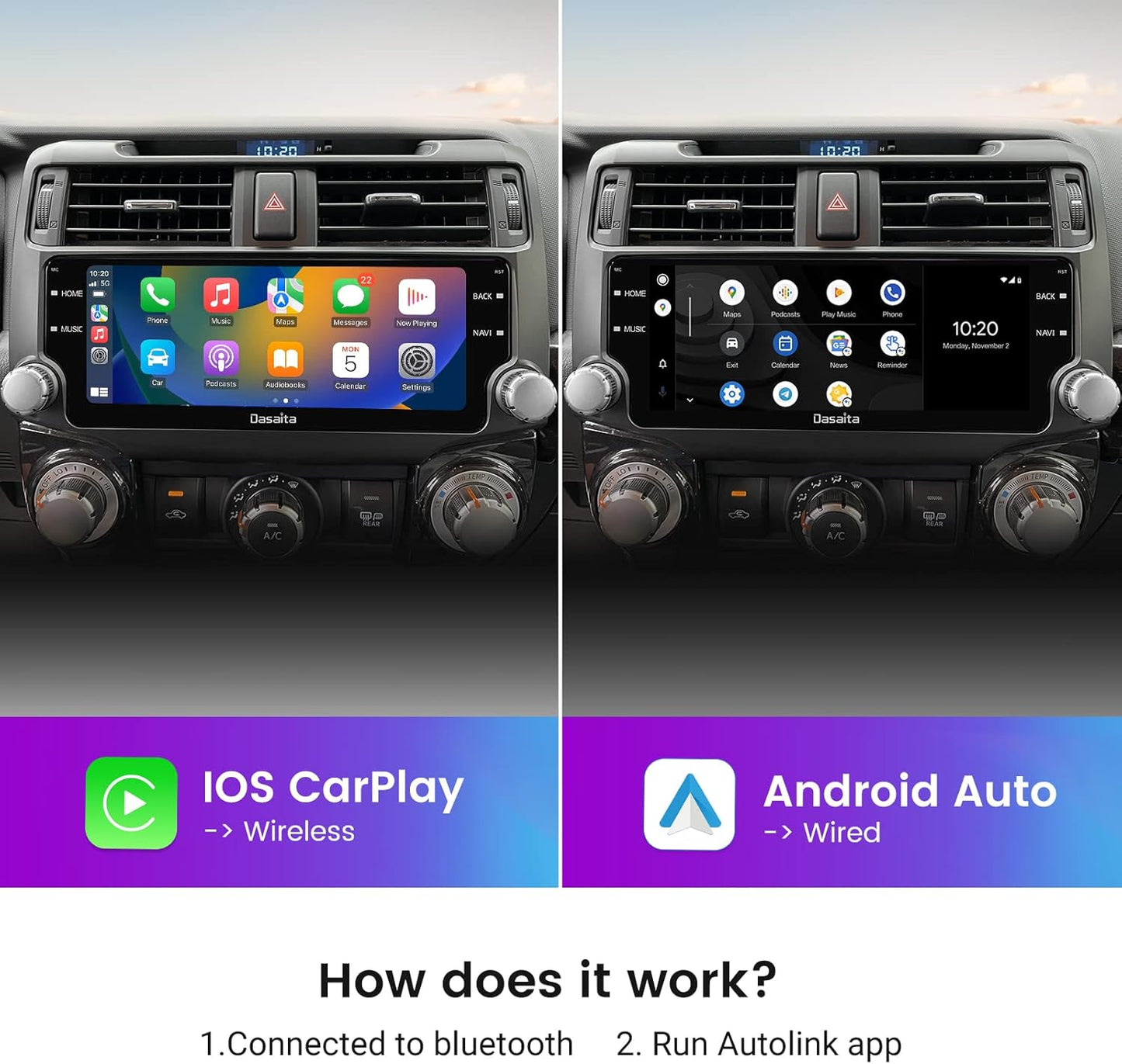 Roadanvi HD 10.25" 8G+128G Android Car Stereo for Toyota 4Runner 2014 2015 2016 2017 2018 2019 Wireless Carplay Android Auto Car Radio GPS Navigation DSP QLED Touch Screen Head Unit