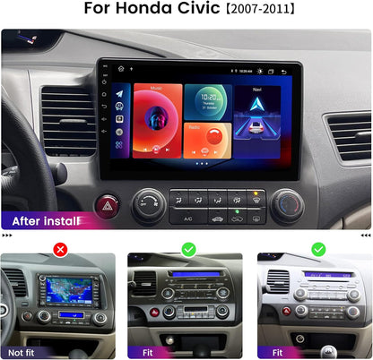 Roadanvi 10.2" Android Car Radio for Honda Civic 8th 2007-2011 with Wireless Carplay, Android Auto, Bluetooth, GPS Navigation, 1280x720 IPS Touch Screen, 8 core,Head Unit,Built-in DSP, 4GB+64GB