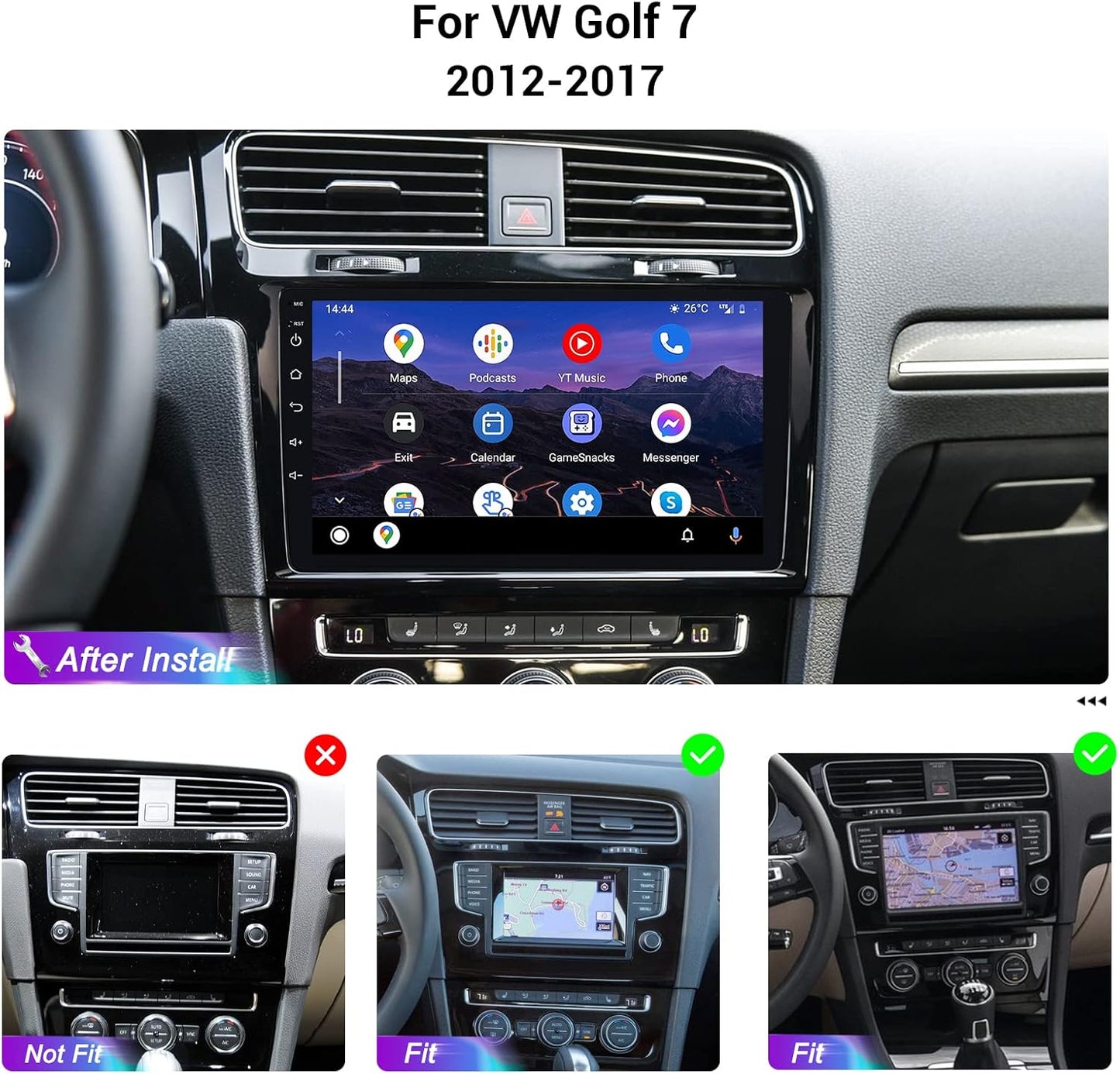 Roadanvi 10.2" 8G+128G HD Android Car Radio for VW Golf 7 2012 2013 2014 2015 2016 2017 2018 2019 Carplay Android Auto Car Stereo QLED Touchscreen 1280x720 Head Unit 5G WiFi GPS Navigation
