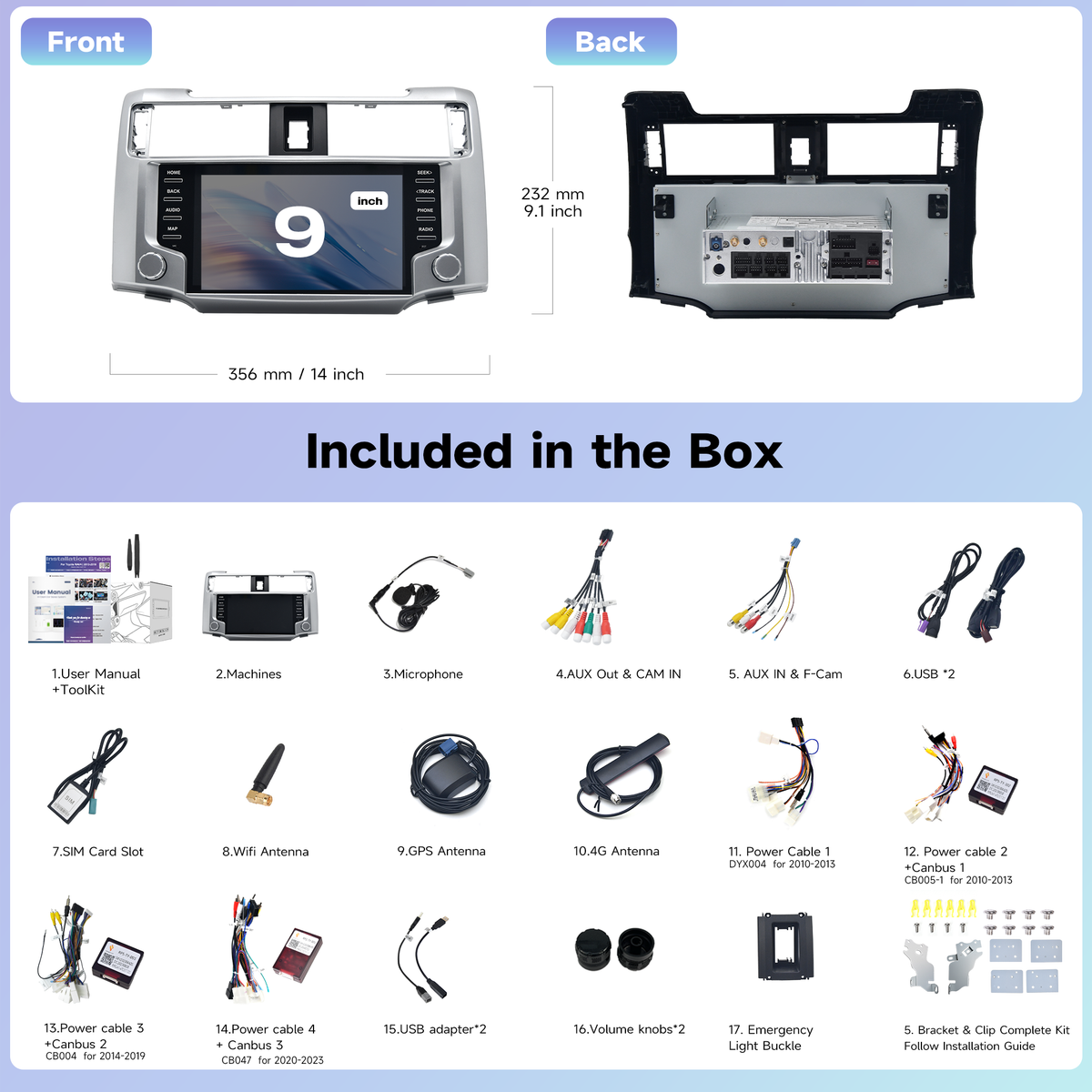 Roadanvi Android 14 Car Stereo for Toyota 4Runner 2010-2023 with Wireless Carplay & Android Auto, 4G LTE, 9" Touch Screen Head Unit, GPS Navigation, Radio, Bluetooth 5.2, 5G WiFi, 6G+128G Black