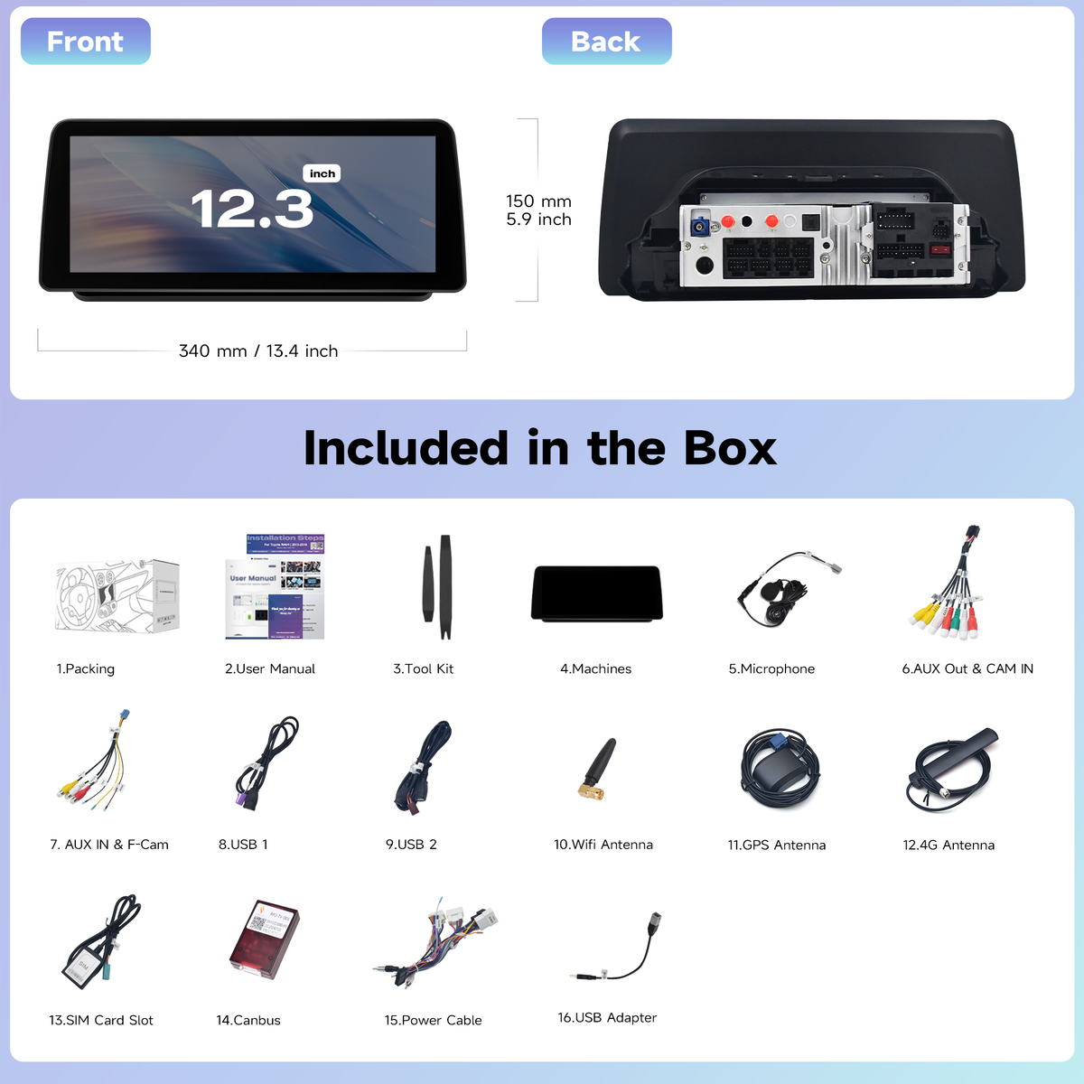 Roadanvi Android 14 6G+128G 12.3" Car Stereo for Toyota RAV4 2019-2022 Wireless Carplay Android Auto Car Radio Bluetooth 5.2 Head Unit QLED 1920x720 Touch Screen DTS GPS Navigation, X14 Series