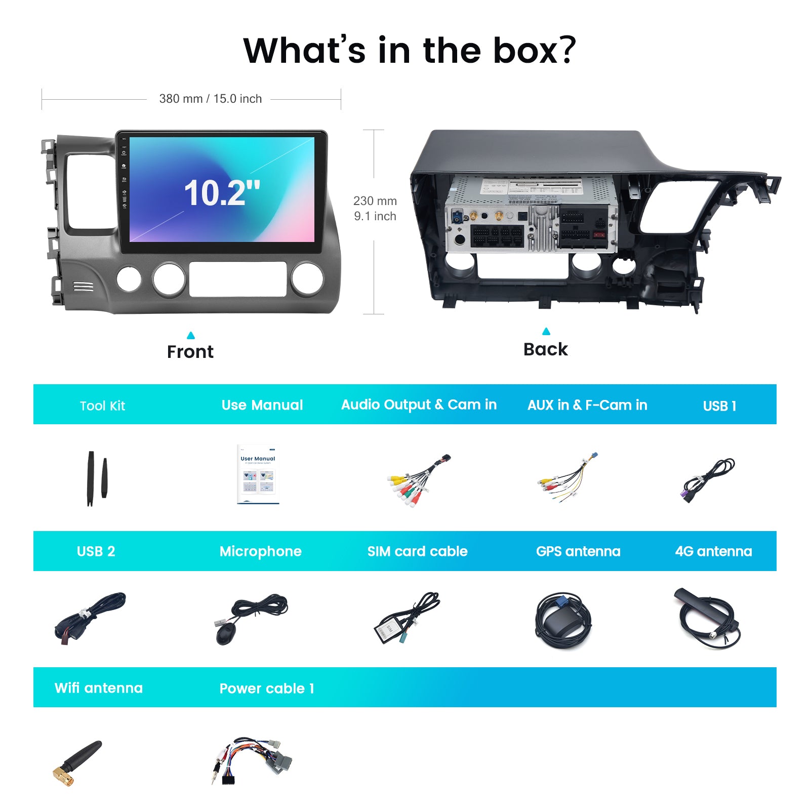 Roadanvi X12 Car Radio for Honda Civic 2007-2011 Android 12 Navigation 10.2" Touch Screen WiFi Wireless CarPlay GPS 8G+128G