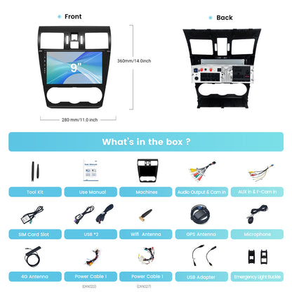 Roadanvi X12 9" Android 12 Car Radio for Subaru Forester 4 Impreza WRX 2012-2015 Carplay Android Auto Bluetooth Stereo 1280x720 QLED Head Unit 4GB+64GB WiFi 4G LTE Touch Screen GPS Navigation