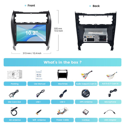 Roadanvi X12 4G+64G/8G+128G Car Stereo for Toyota Camry 2012 2013 2014 Wireless Carplay Android Auto AM/FM Radio Bluetooth 10.2" IPS 1280x720 Touch Screen 8 core Head Unit SWC/DSP GPS Navigation WiFi 4G LTE