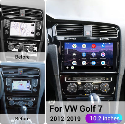 Roadanvi 10.2" 8G+128G HD Android Car Radio for VW Golf 7 2012 2013 2014 2015 2016 2017 2018 2019 Carplay Android Auto Car Stereo QLED Touchscreen 1280x720 Head Unit 5G WiFi GPS Navigation