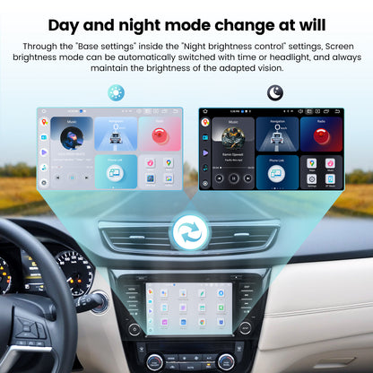 Roadanvi 4GB+64GB X12 Android Car Stereo for Nissan X-Trail Qashqai 2014-2018 Wireless Carplay Android Auto Car Radio GPS Navigation Bluetooth QLED Touch Screen WiFi 4G LTE  Head Unit