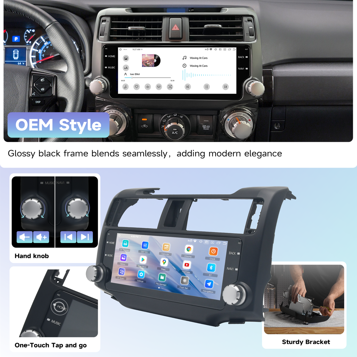Roadanvi X14 Wireless CarPlay & Android Auto Head Unit for Toyota 4Runner 2010-2023 10.25" 2K QLED, Supports 360° Camera, Android 14, 6GB+128GB