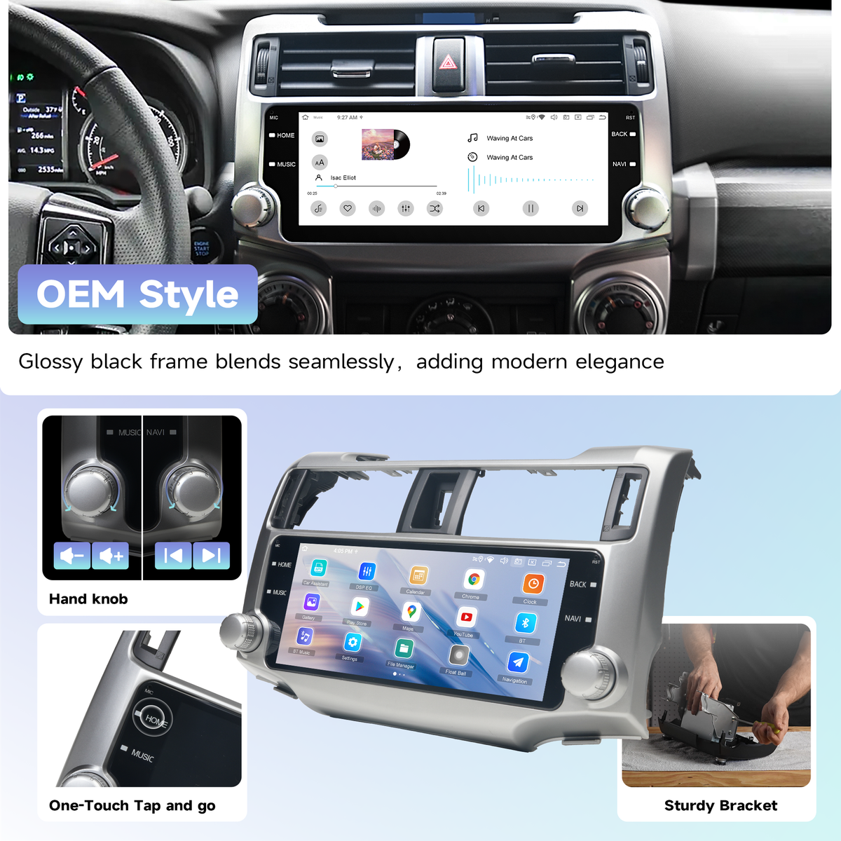 Roadanvi X14 Wireless CarPlay & Android Auto Head Unit for Toyota 4Runner 2010-2023 10.25" 2K QLED, Supports 360° Camera, Android 14, 6GB+128GB