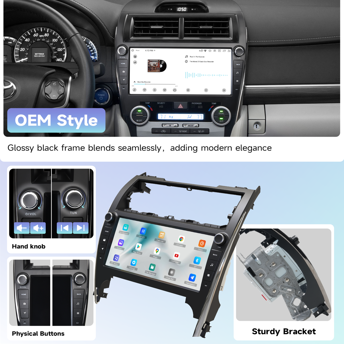 Roadanvi X14 6G+128G Car Stereo for Toyota Camry 2012 2013 2014 Wireless Carplay Android Auto Car Radio Bluetooth 5.2 Android 14 Head Unit GPS Navigation WiFi 4G LTE 10.33" QLED Touch Screen