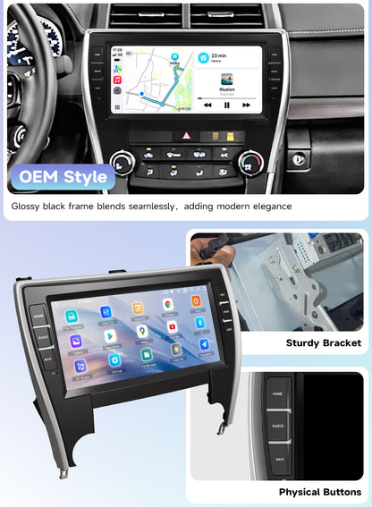 Roadanvi Android 14 6G+128G Car Radio for Toyota Camry 2015 2016 2017 Wireless Carplay Android Auto Car Stereo GPS Navigation WiFi 4G LTE 10.33" QLED Touch Screen Head Unit Bluetooth 5.2 DTS X14