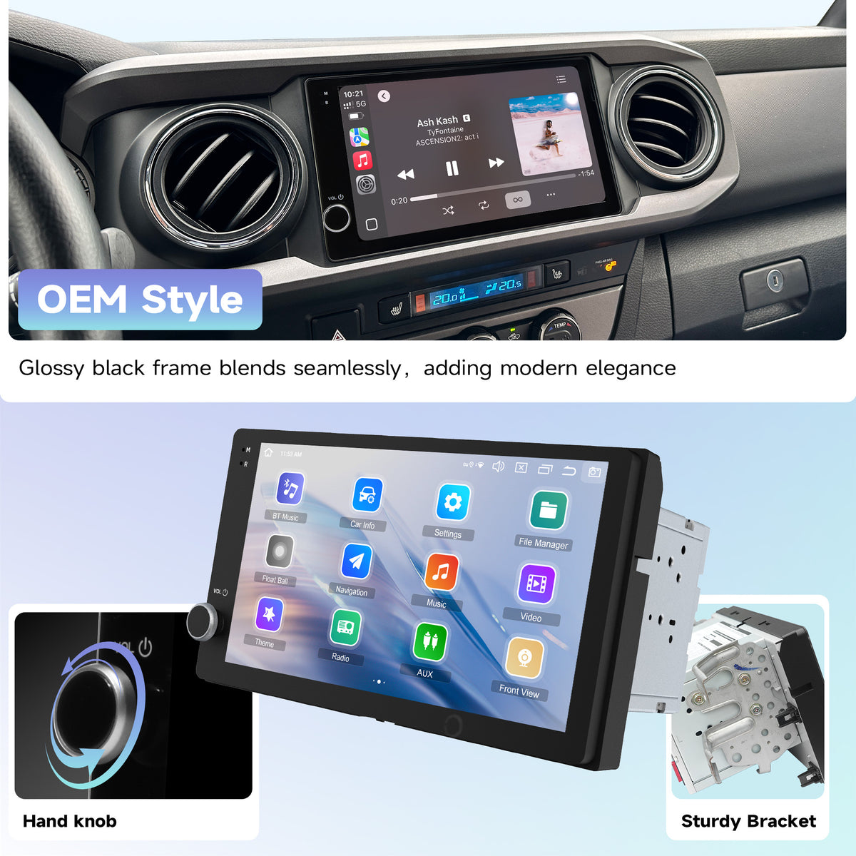 Roadanvi X14 9" Car Radio for Toyota Tacoma 2016-2022 Corolla 2017 2018 Sienna 2014 to 2016 Carplay Android Auto Car Stereo Android 14 6GB+128GB WiFi&4G LTE GPS Navigation with knob