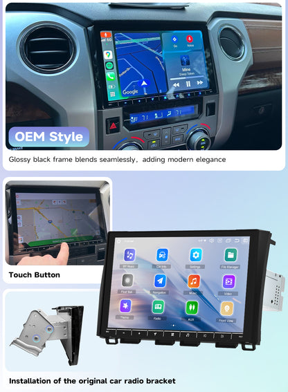 Roadanvi Android 14 Car Stereo for Toyota Tundra 2014-2021, Wireless Apple CarPlay & Android Auto, 6GB RAM 128GB ROM, 5G WiFi/4G LTE, 10.2" QLED Touchscreen Radio, Bluetooth 5.2, X14 GPS Navigation