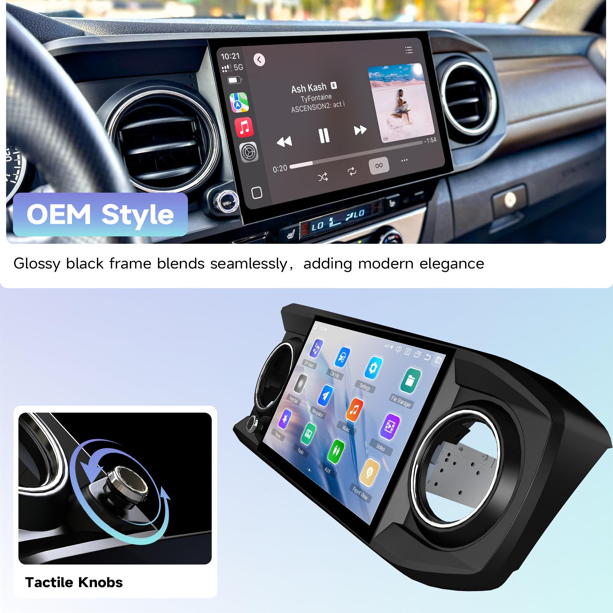 Roadanvi Android 14 11.6" Head Unit for Toyota Tacoma 2016-2023, Wireless CarPlay & Android Auto,6GB+128GB Gyro GPS Navigation, Car Radio,Plug and Play Stereo,knobs,X14 Series